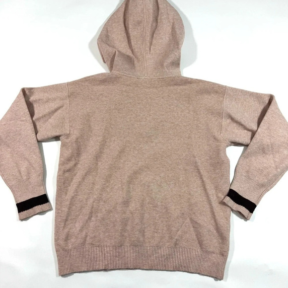 Moth Blush Pink Hooded Pullover Sweater Maroon Sleeve Cuff - Picture 2 of 5